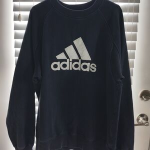VTG Adidas 90's Men's Sweatshirt Size L Navy Blue Crew Neck Long Sleeve
